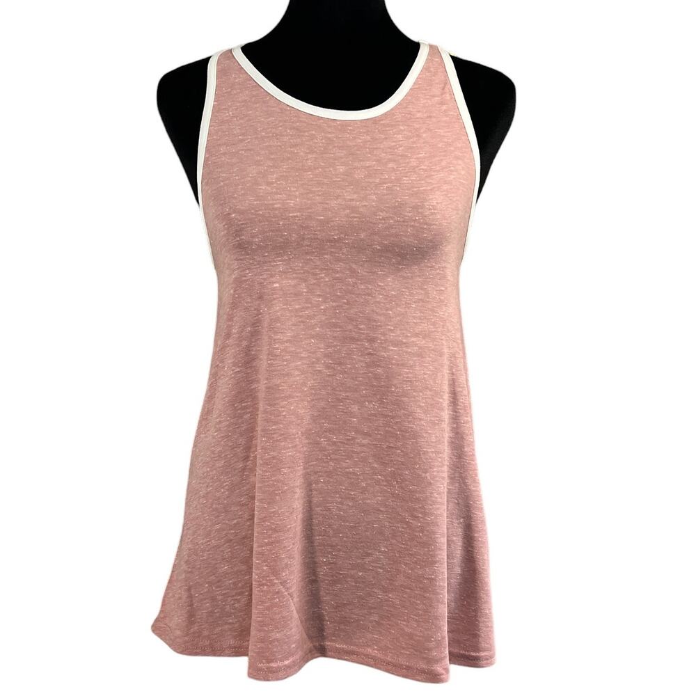 LAT Girls Pink Melange Racerback Tank Youth XL White Trim